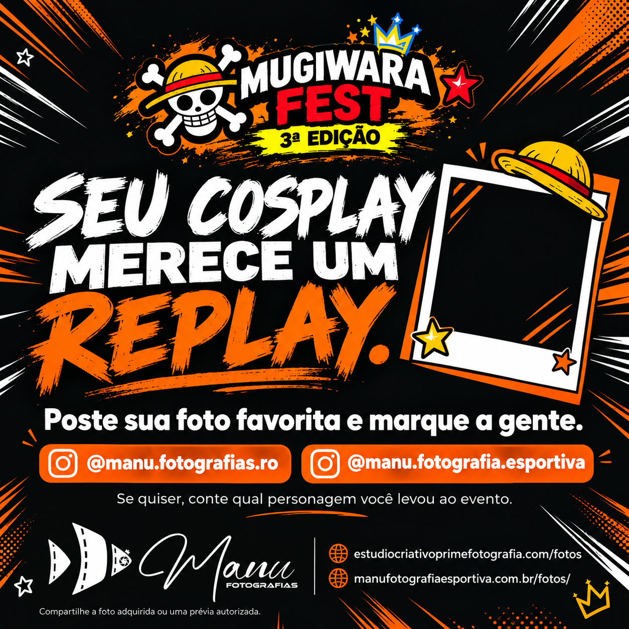 Compartilhe seu cosplay nas redes sociais